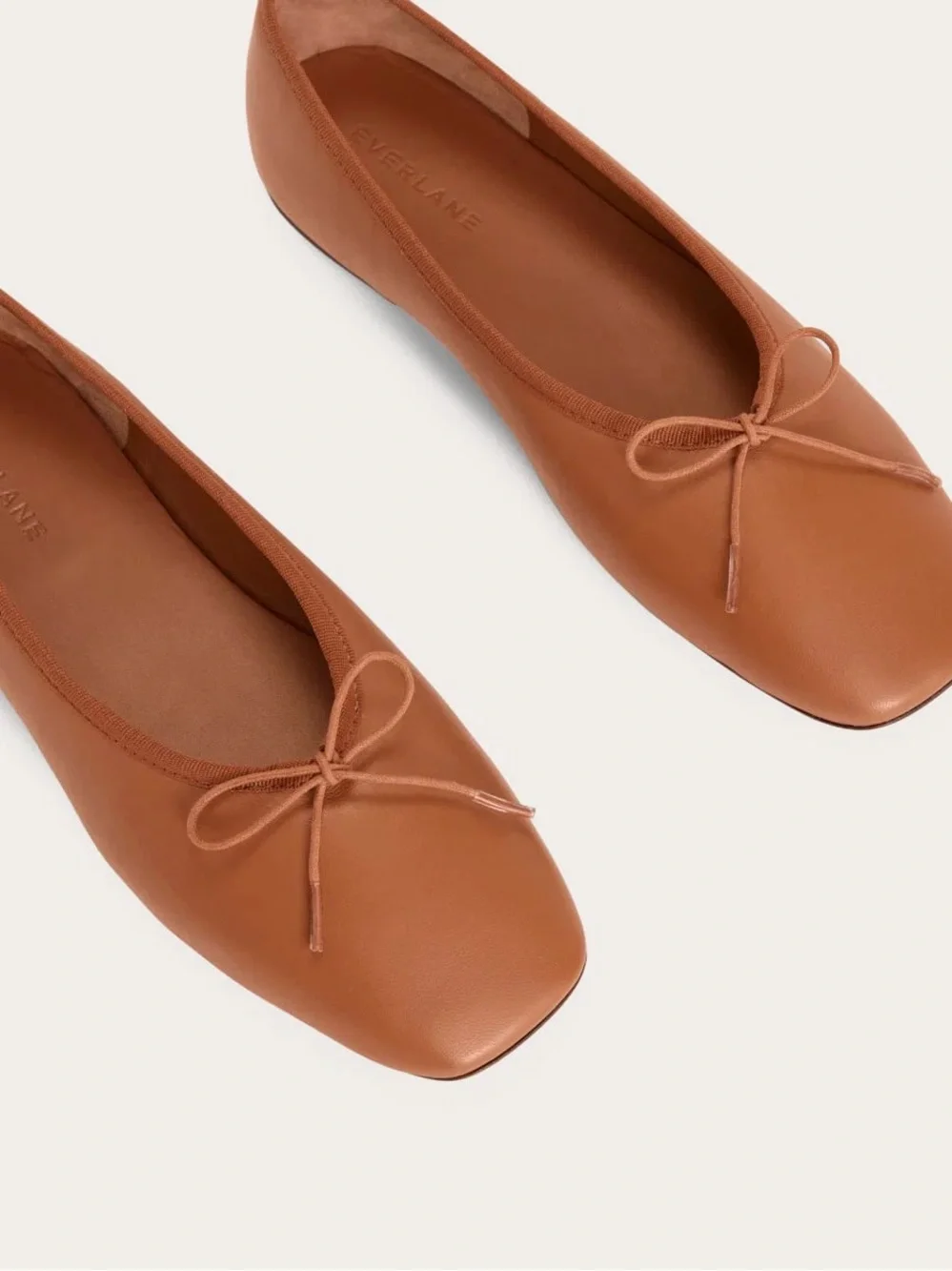 Everlane Day Ballet Flat Tan Toasted Almond Leather Square Toe Size 8 NWOB - Picture 3 of 8